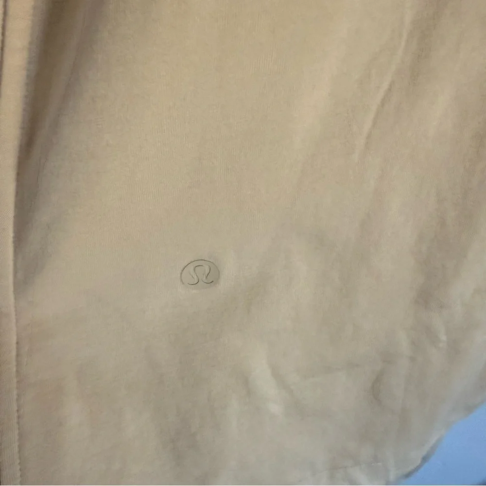 Lululemon Cotton Wrap-Front T-Shirt Dress in Cream Size: 10